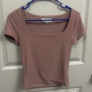 Pink Square Neck Top